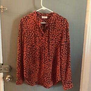 Anine bing silk holly printed blouse in orange quiet luxury old money classic